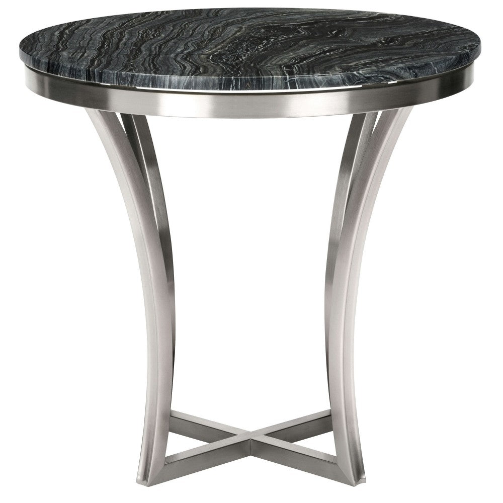 Aurora Black Wood Vein Stone Side Table, HGNA294