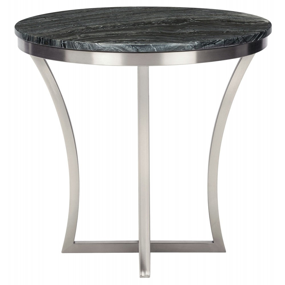 Aurora Black Wood Vein Stone Side Table, HGNA294