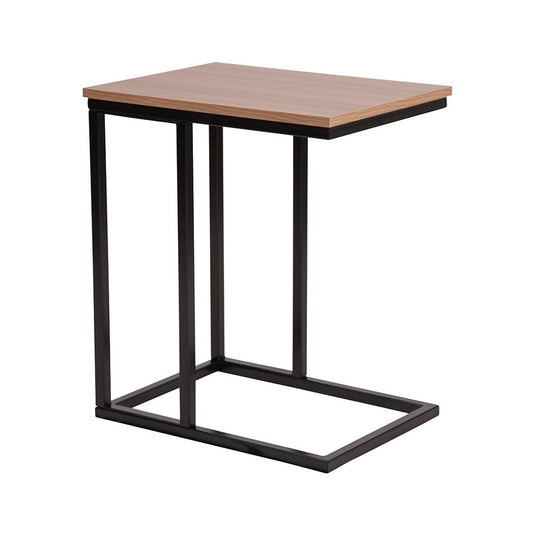 Aurora Rustic Wood Grain Finish Side Table with Black Metal Cantilever Base