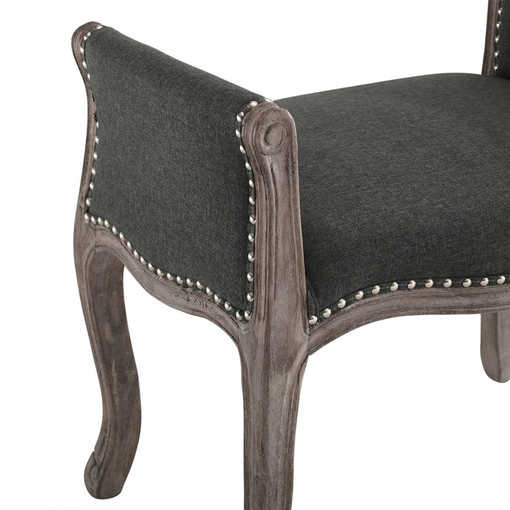 Avail Vintage French Upholstered Fabric Bench, Gray