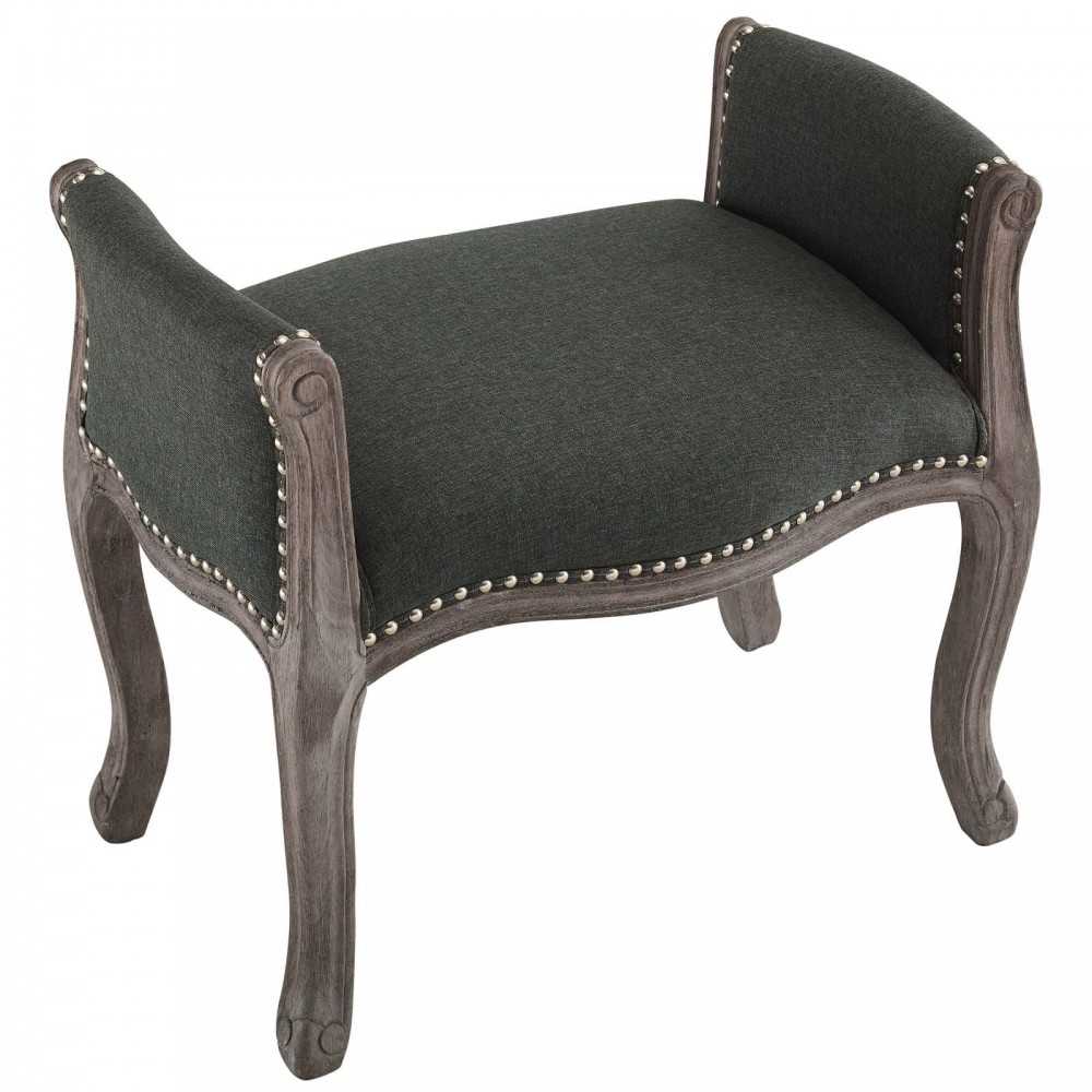 Avail Vintage French Upholstered Fabric Bench, Gray