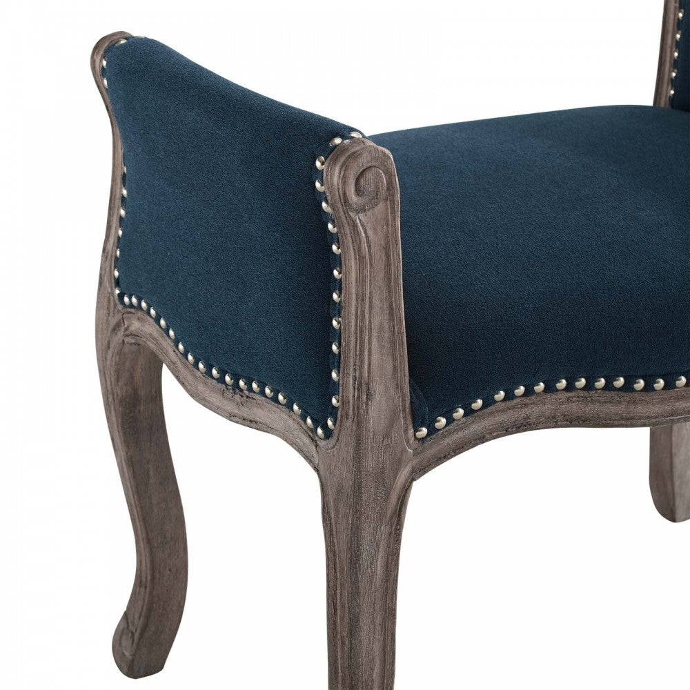 Avail Vintage French Upholstered Fabric Bench, Navy