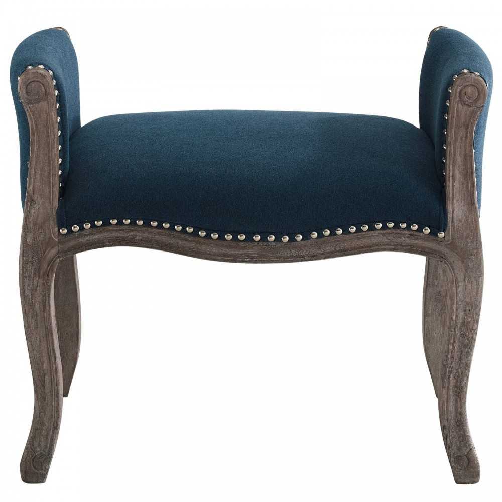 Avail Vintage French Upholstered Fabric Bench, Navy