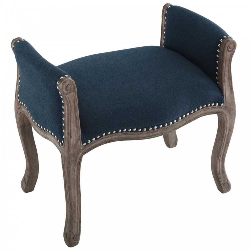 Avail Vintage French Upholstered Fabric Bench, Navy