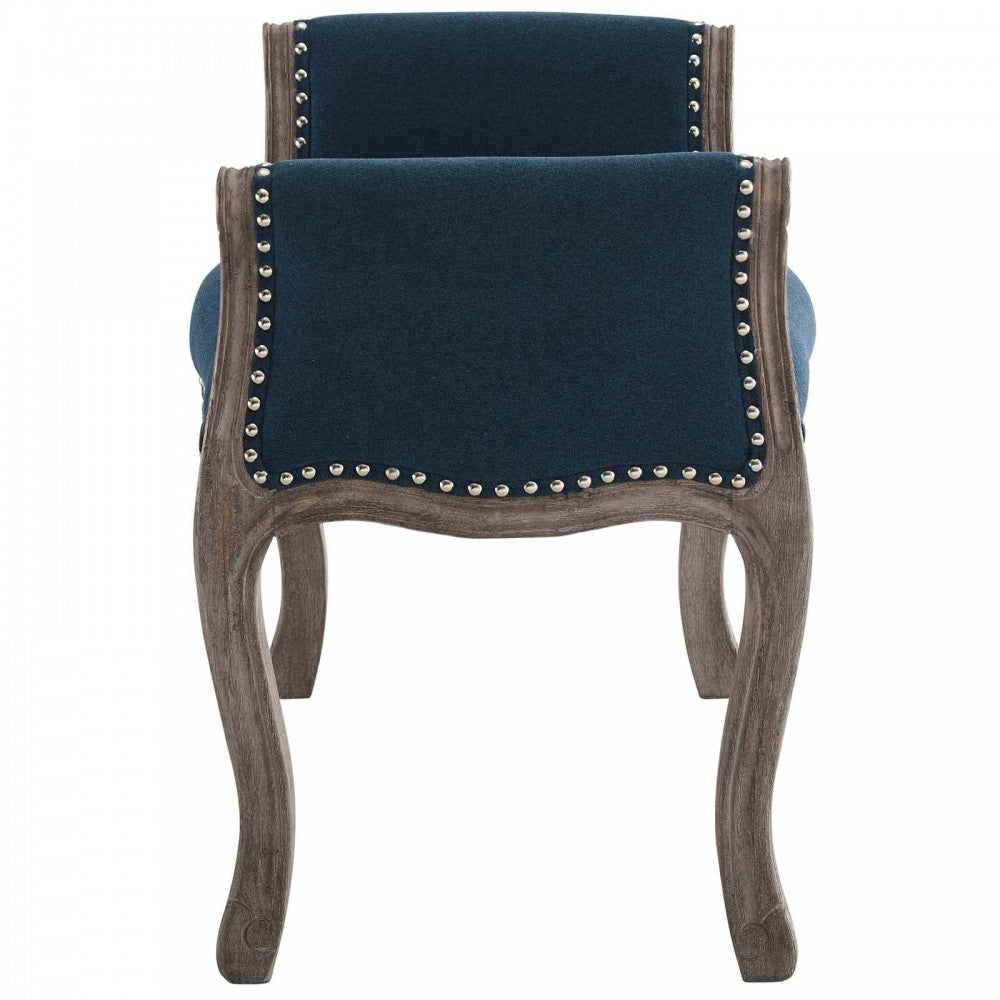 Avail Vintage French Upholstered Fabric Bench, Navy