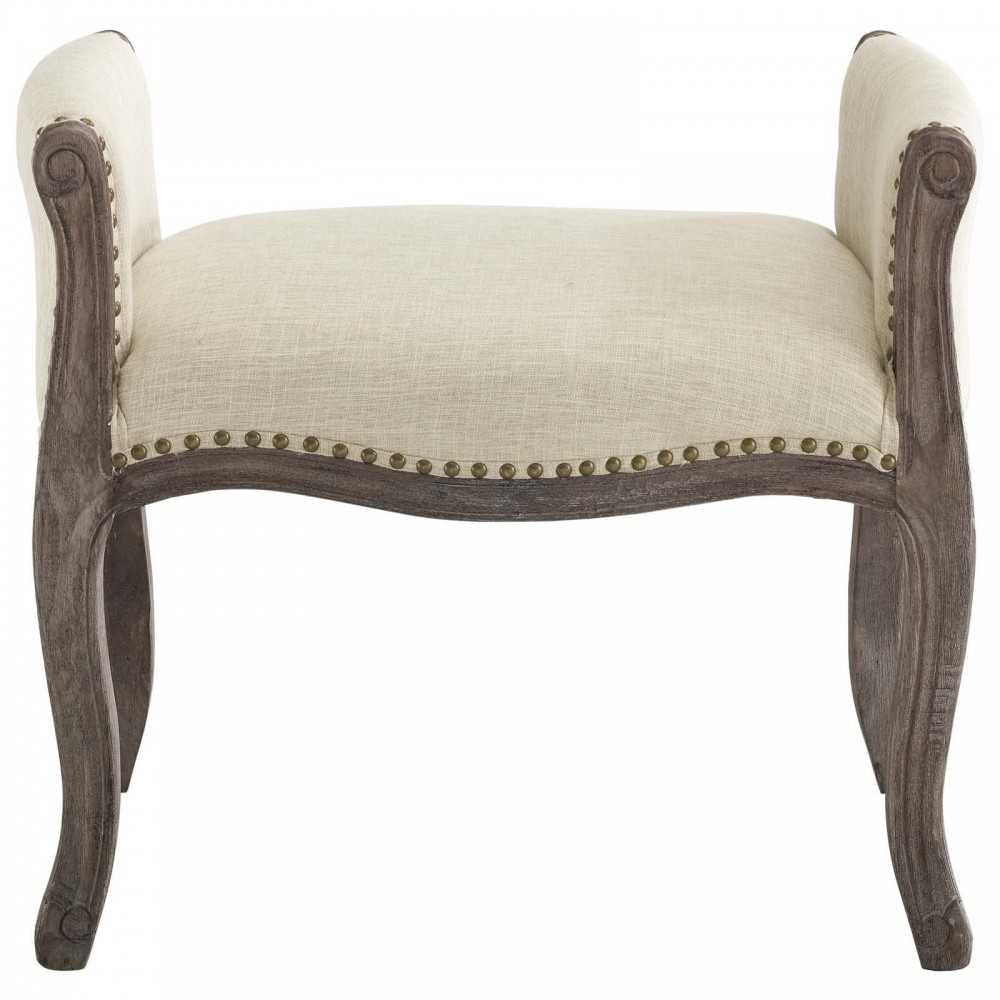 Avail Vintage French Upholstered Fabric Bench, Beige