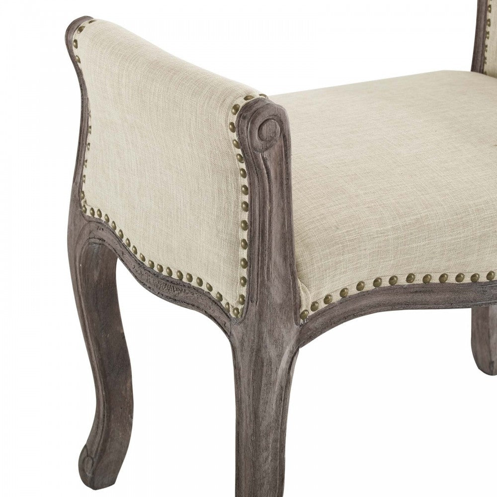 Avail Vintage French Upholstered Fabric Bench, Beige