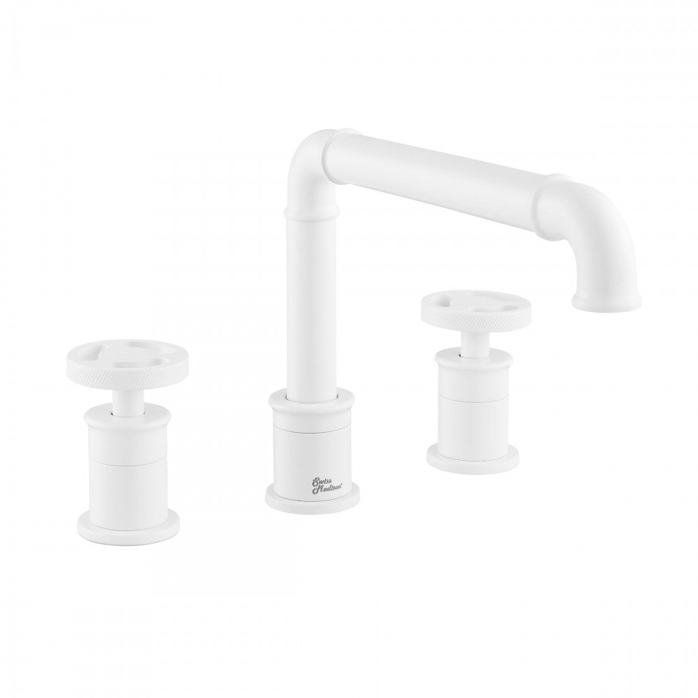 Avallon 8 in. Widespread, 2-Handle Wheel, Bathroom Faucet in Matte White