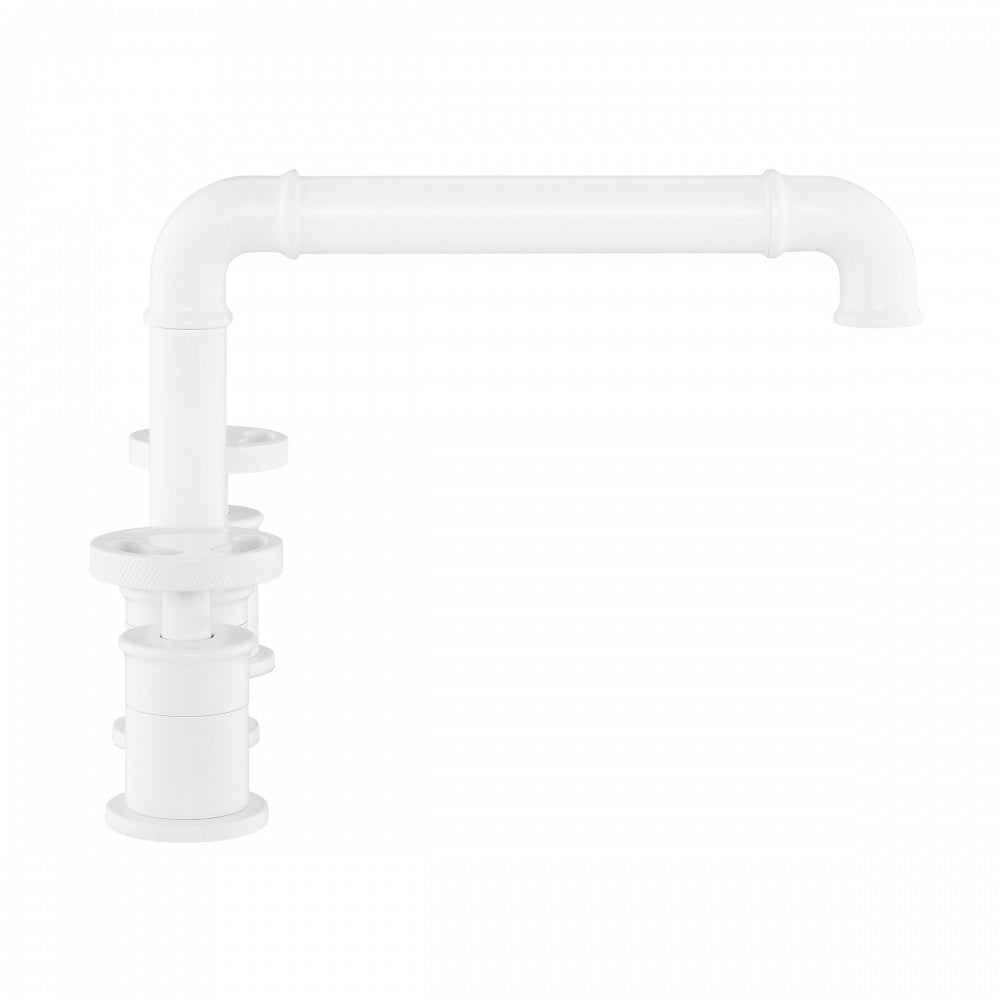 Avallon 8 in. Widespread, 2-Handle Wheel, Bathroom Faucet in Matte White