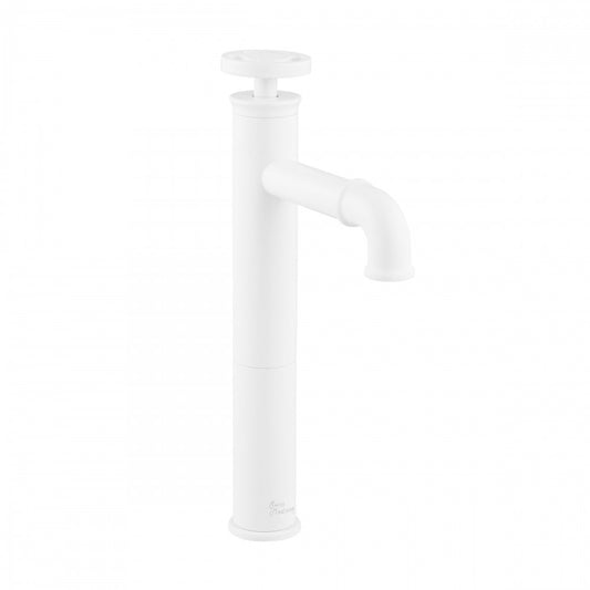 Avallon Single Hole, Single-Handle Wheel, High Arc Bathroom Faucet, Matte White