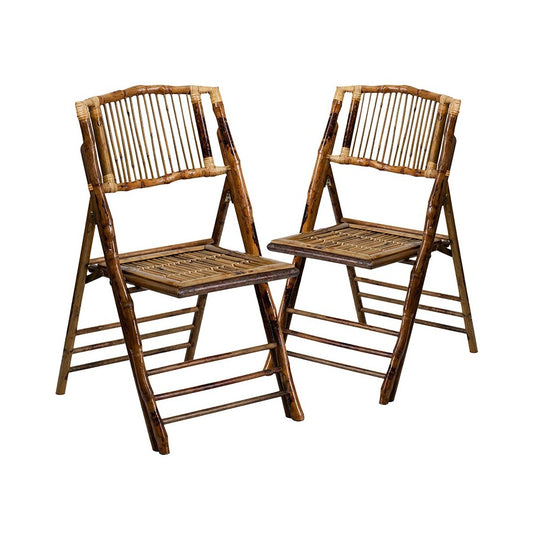 Bamboo Folding Chairs | Set of 2 Bamboo Wood Folding Chairs