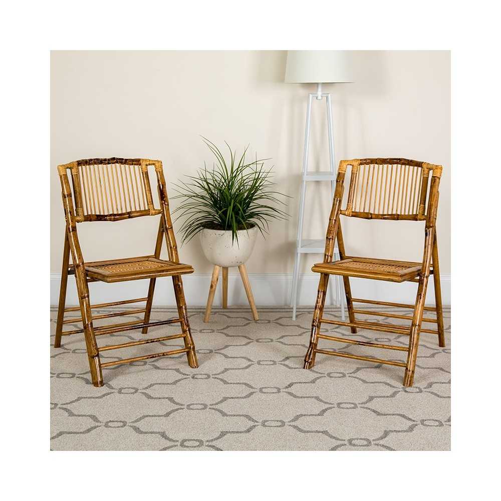 Bamboo Folding Chairs | Set of 2 Bamboo Wood Folding Chairs