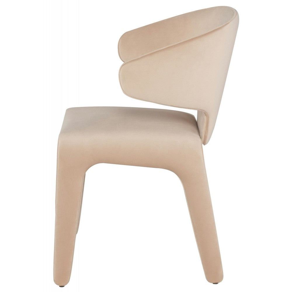 Bandi Peach Velour Fabric Dining Chair