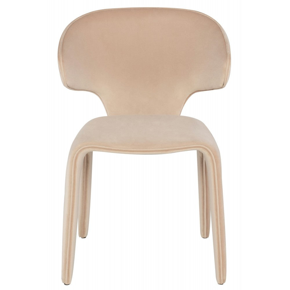 Bandi Peach Velour Fabric Dining Chair