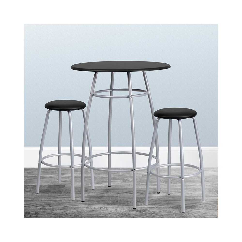 Bar Height Table Set with Padded Stools