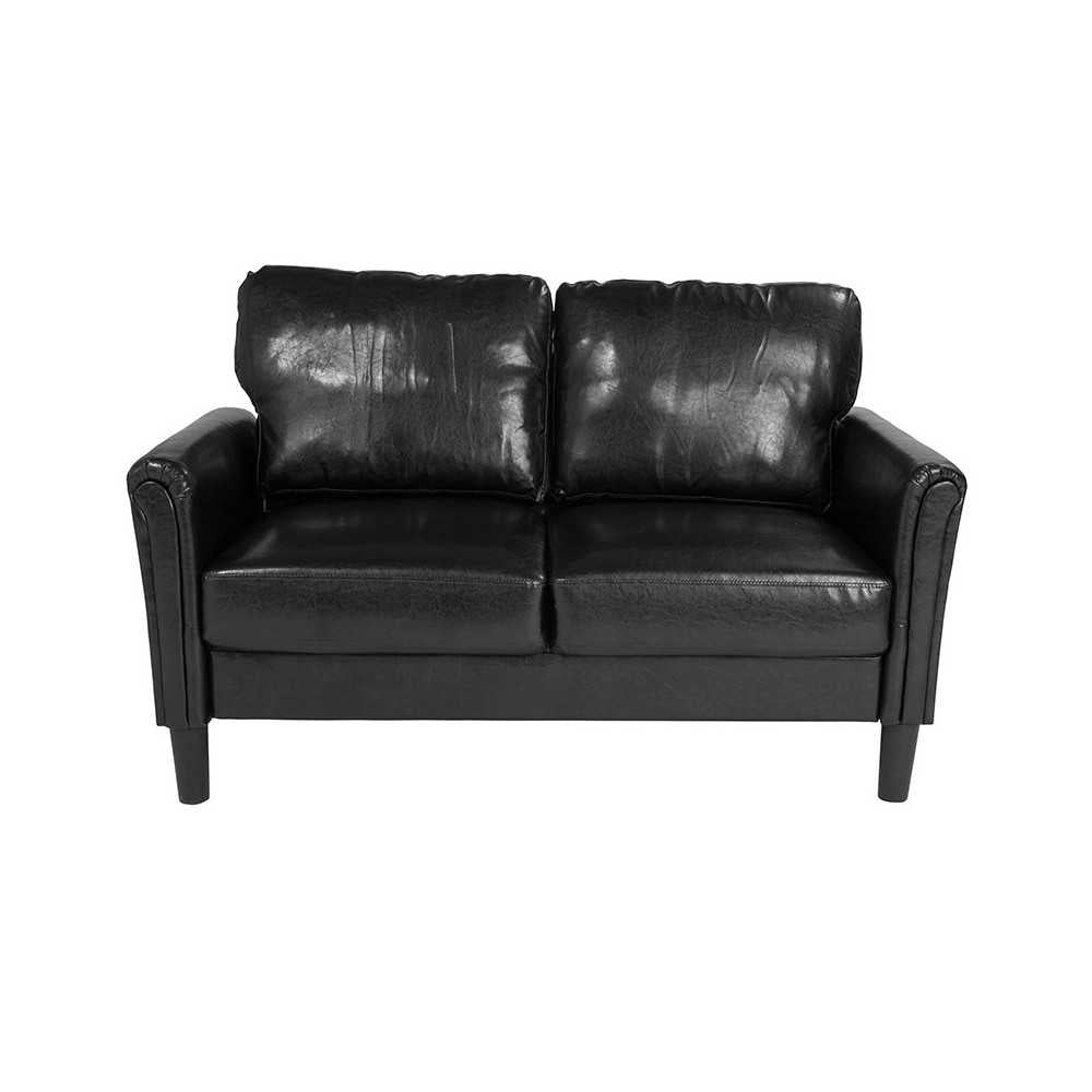 Bari Upholstered Loveseat in Black LeatherSoft