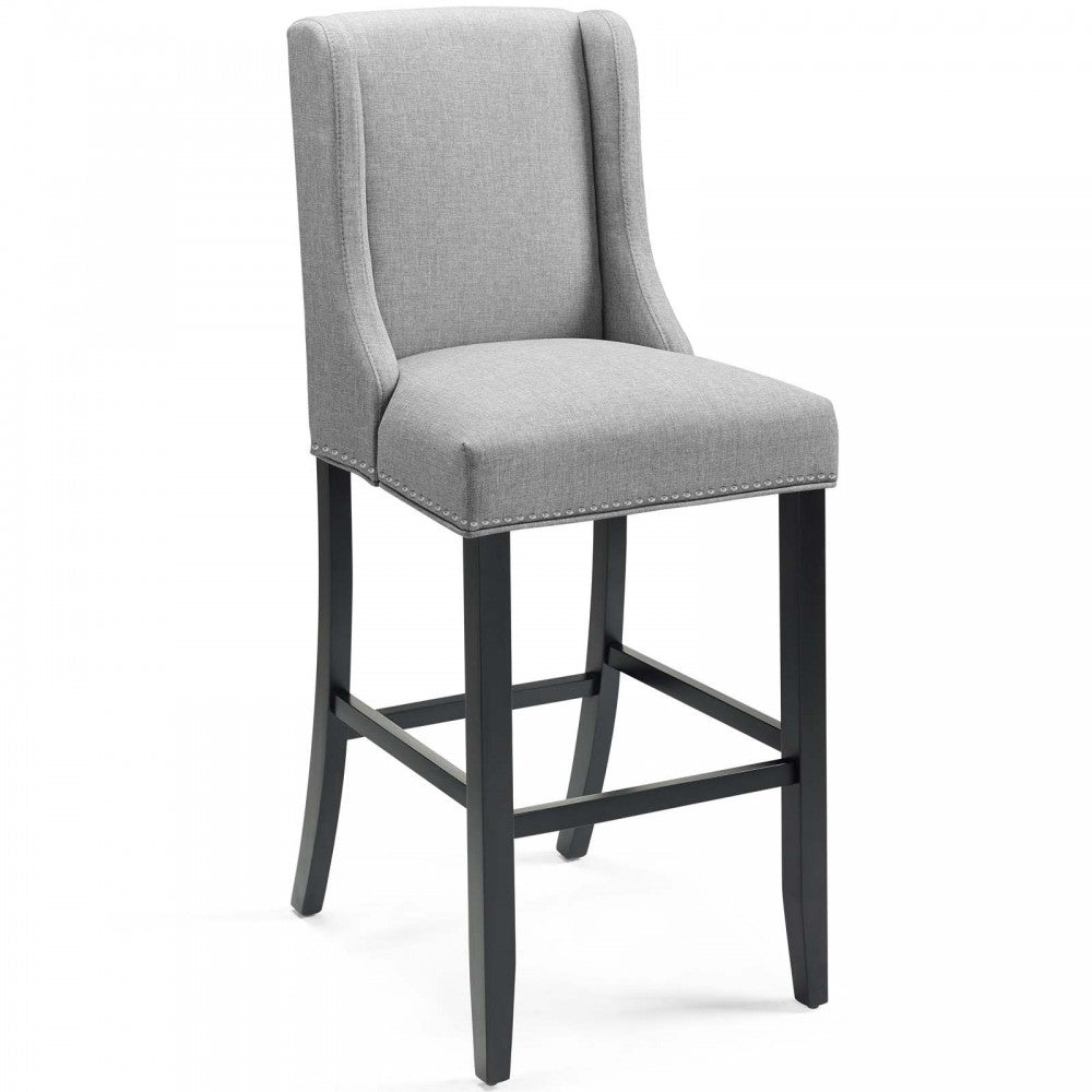 Baron Bar Stool Upholstered Fabric Set of 2, Light Gray