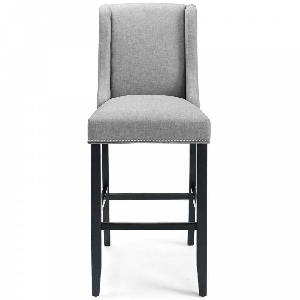 Baron Bar Stool Upholstered Fabric Set of 2, Light Gray