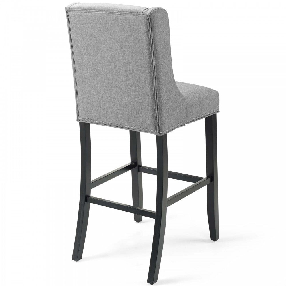 Baron Bar Stool Upholstered Fabric Set of 2, Light Gray