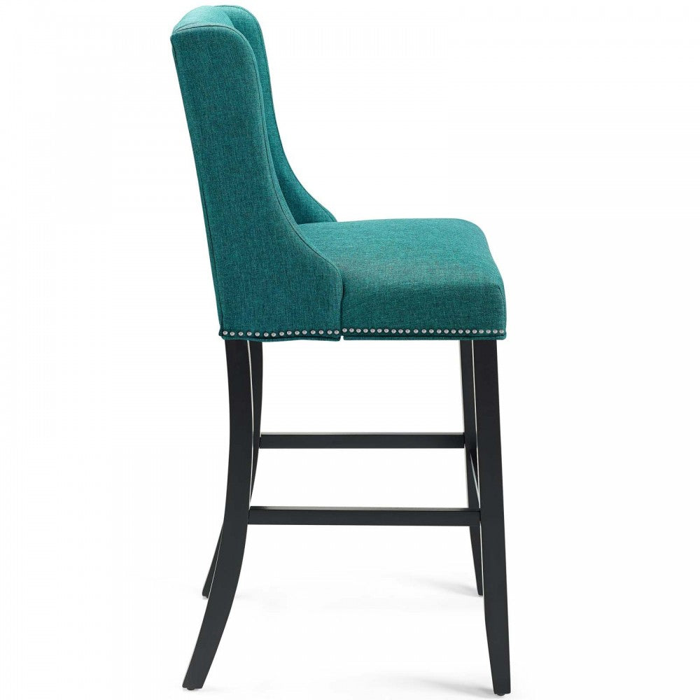 Baron Bar Stool Upholstered Fabric Set of 2, Teal