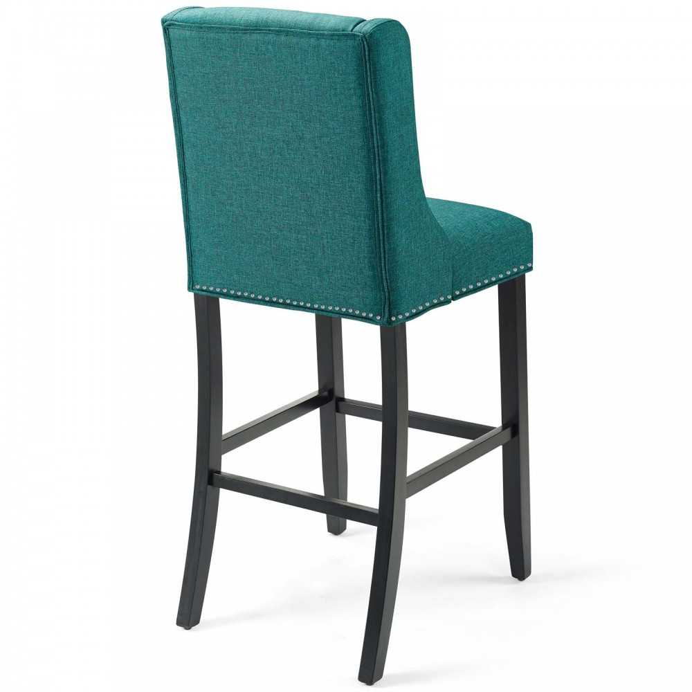 Baron Bar Stool Upholstered Fabric Set of 2, Teal