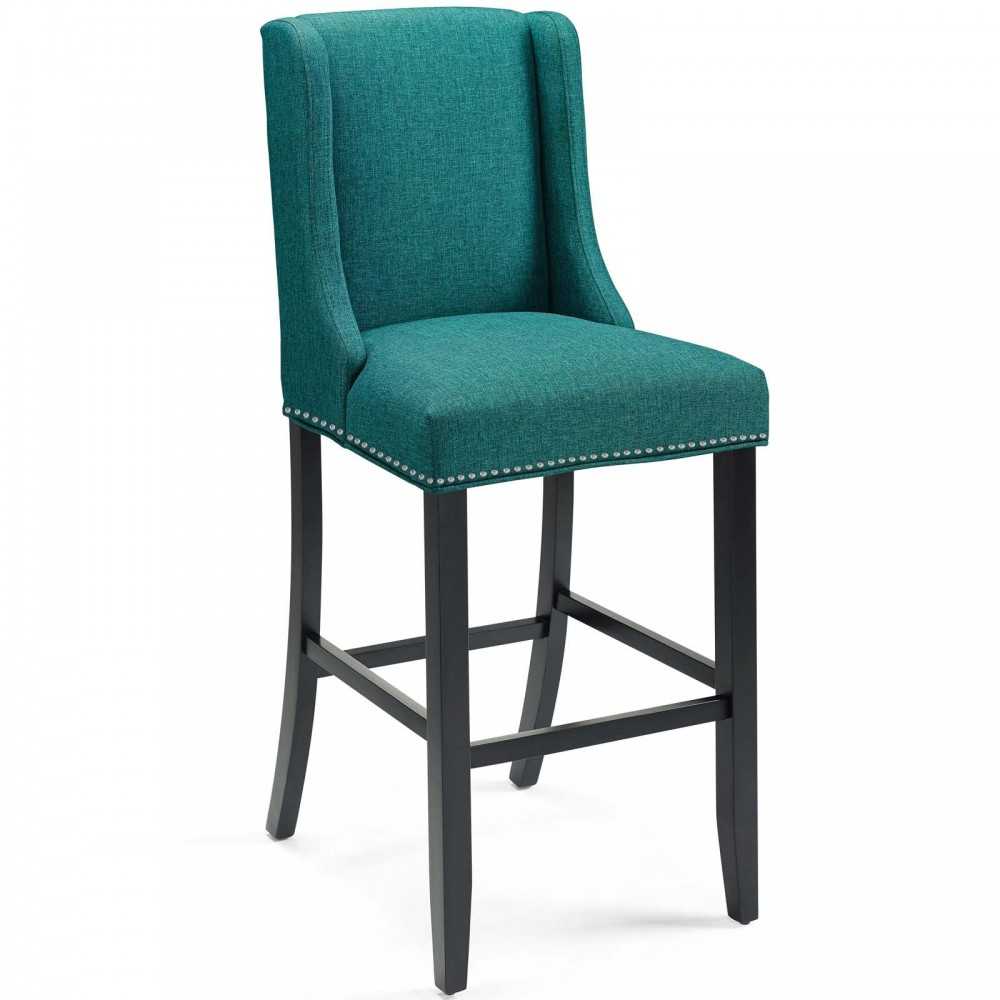 Baron Bar Stool Upholstered Fabric Set of 2, Teal