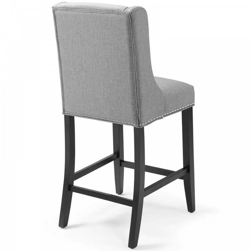 Baron Counter Stool Upholstered Fabric Set of 2, Light Gray