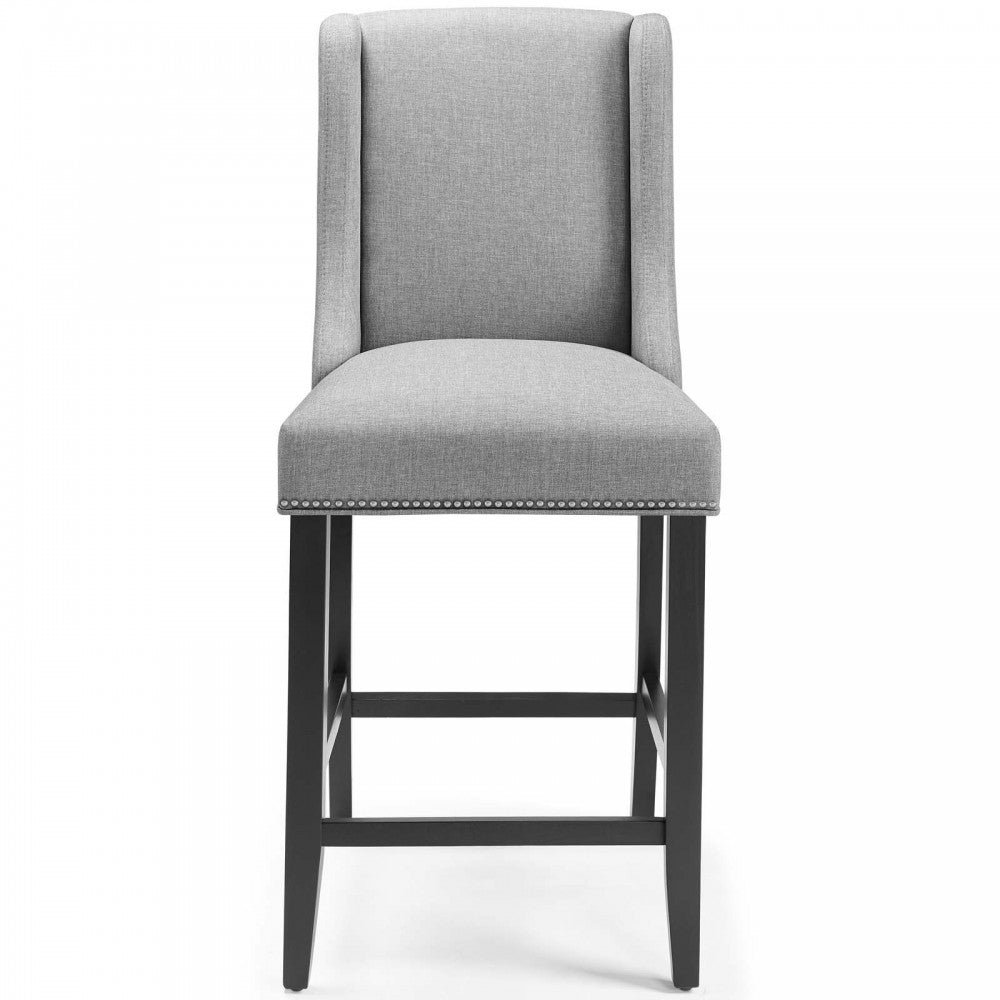 Baron Counter Stool Upholstered Fabric Set of 2, Light Gray