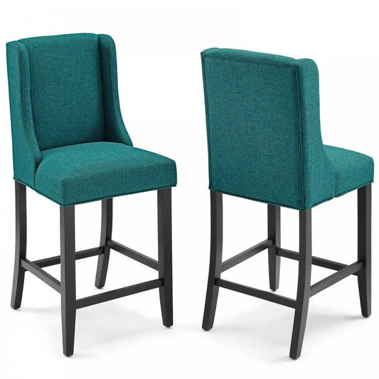 Baron Counter Stool Upholstered Fabric Set of 2, Teal