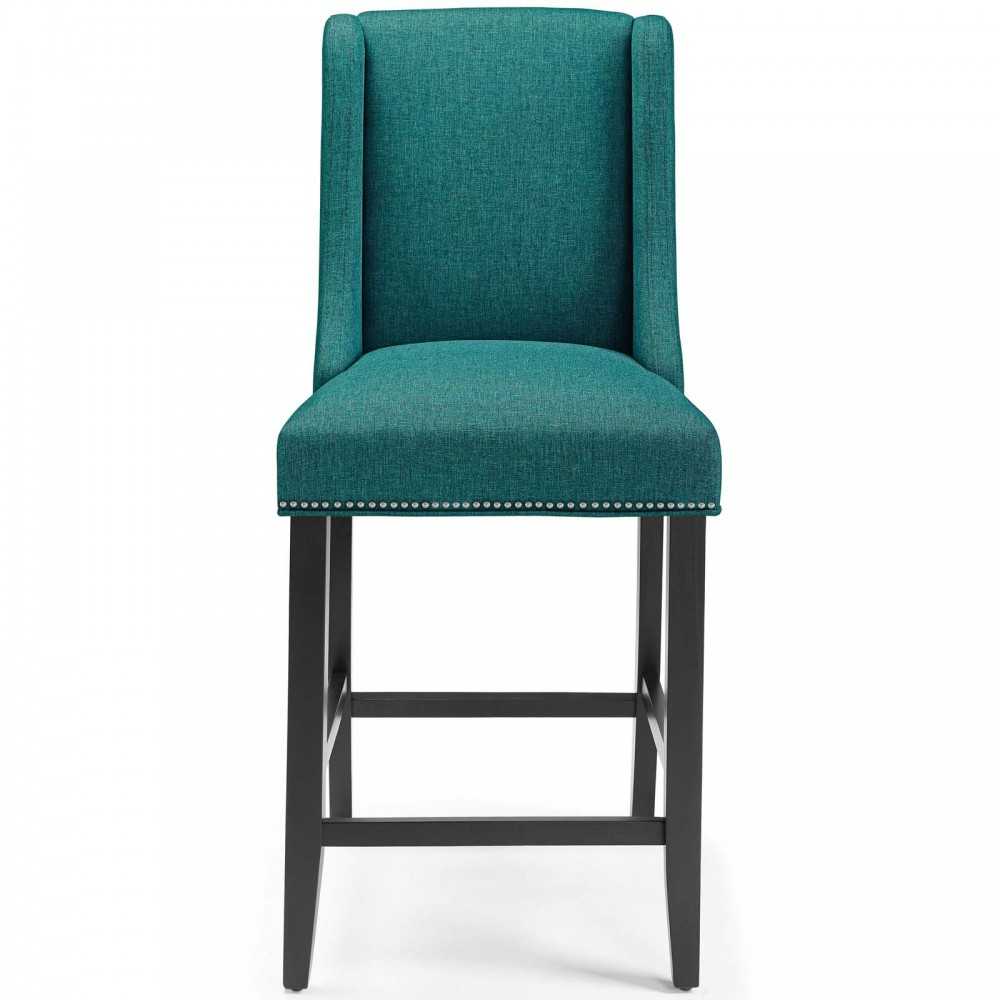 Baron Counter Stool Upholstered Fabric Set of 2, Teal