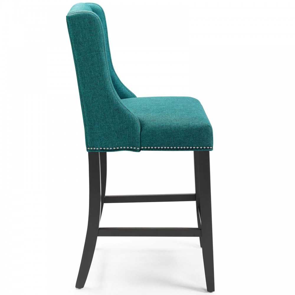 Baron Counter Stool Upholstered Fabric Set of 2, Teal