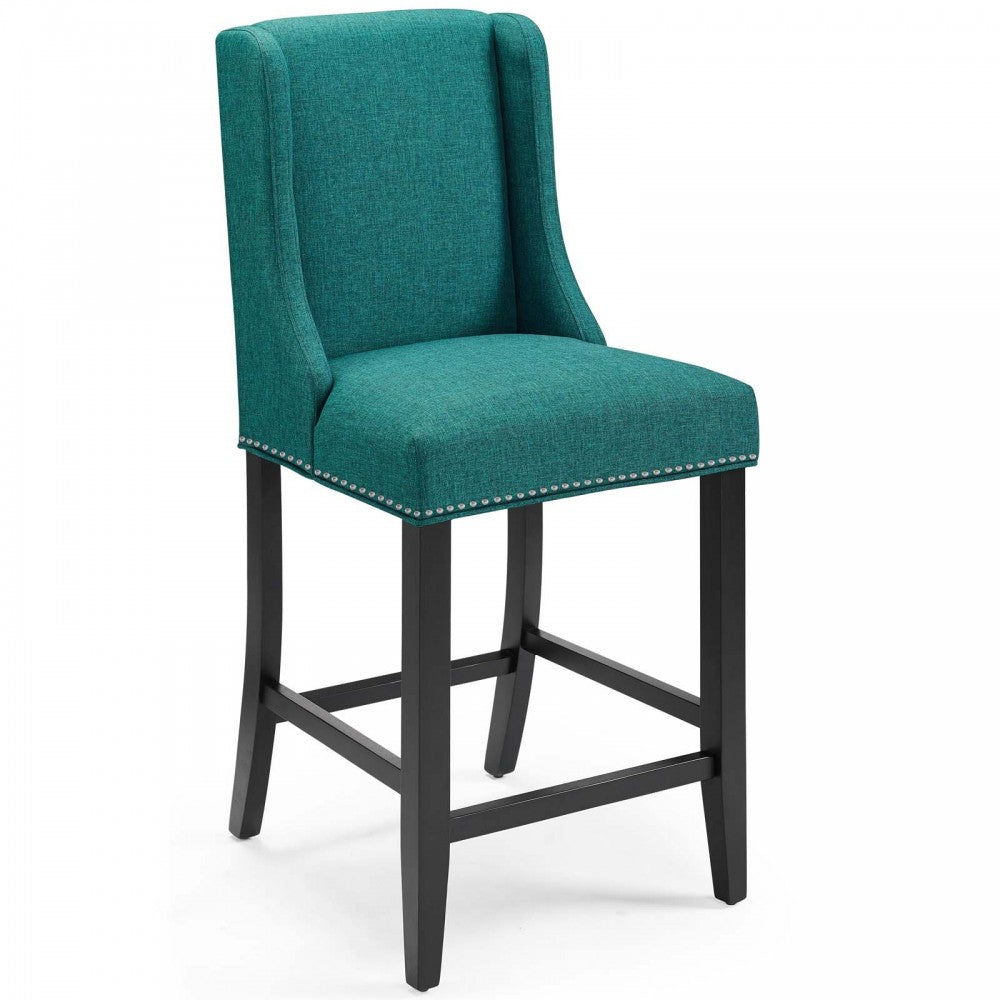 Baron Counter Stool Upholstered Fabric Set of 2, Teal