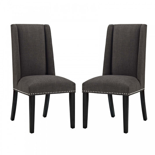 Baron Dining Chair Fabric Set of 2, Brown