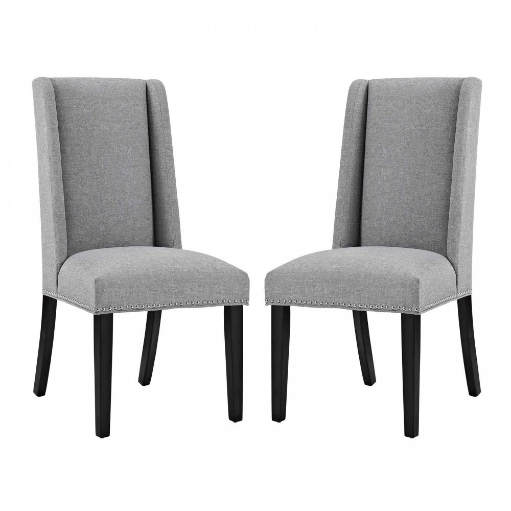 Baron Dining Chair Fabric Set of 2, Light Gray