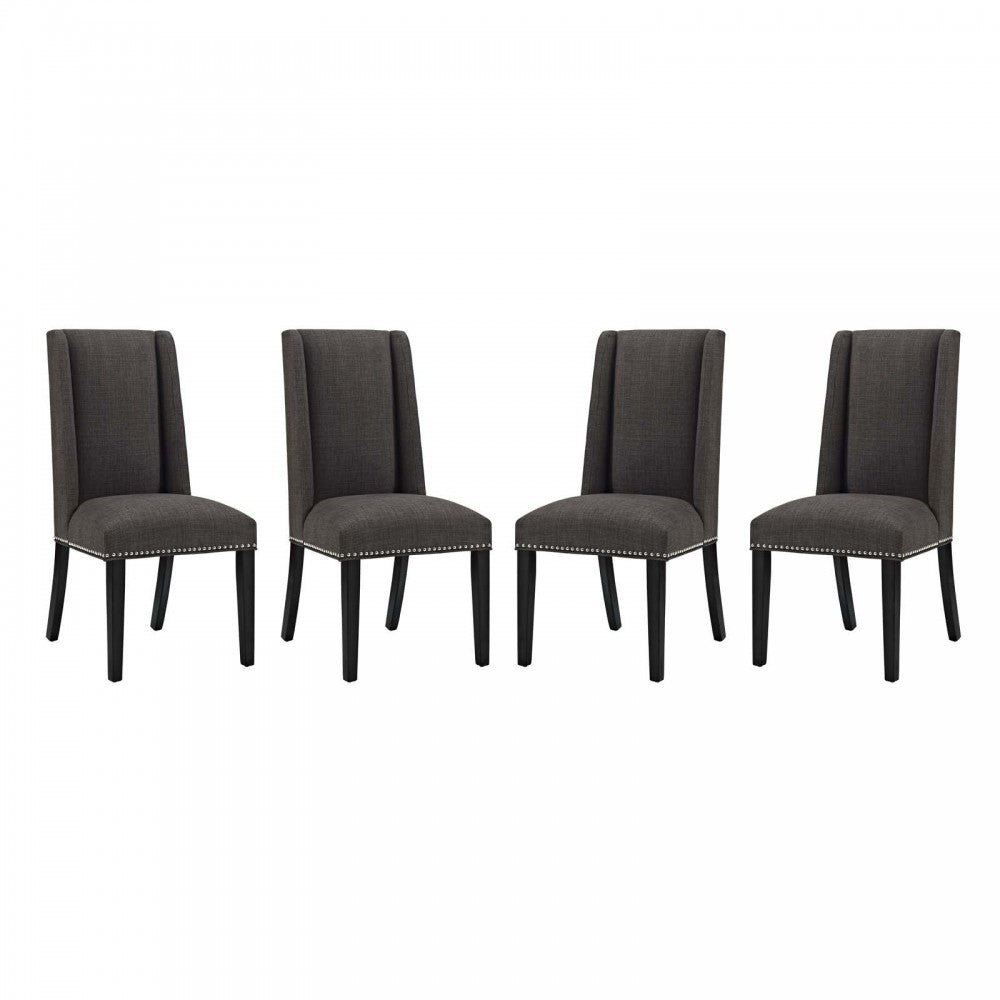 Baron Dining Chair Fabric Set of 4, Brown
