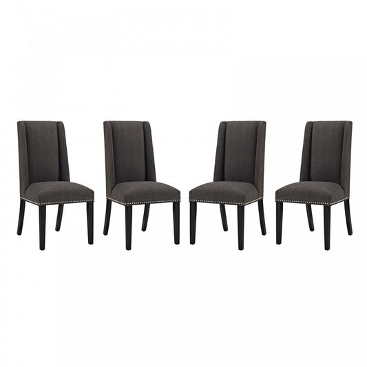 Baron Dining Chair Fabric Set of 4, Brown