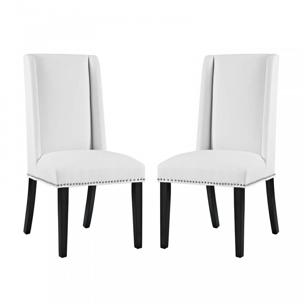 Baron Dining Chair Vinyl Set of 2, White