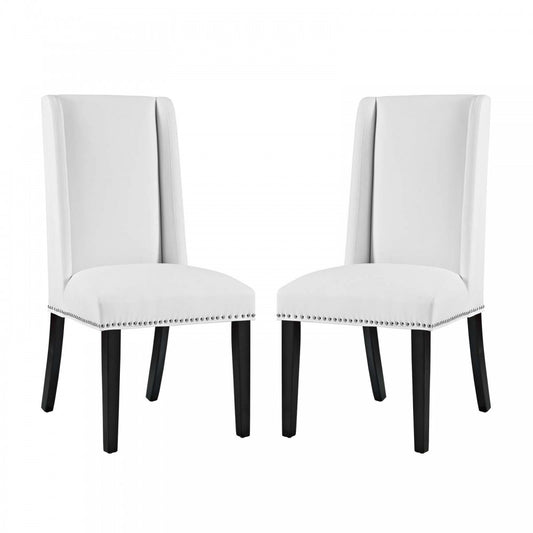 Baron Dining Chair Vinyl Set of 2, White