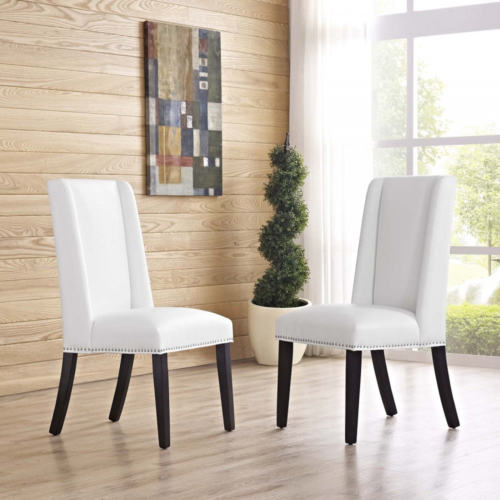 Baron Dining Chair Vinyl Set of 2, White