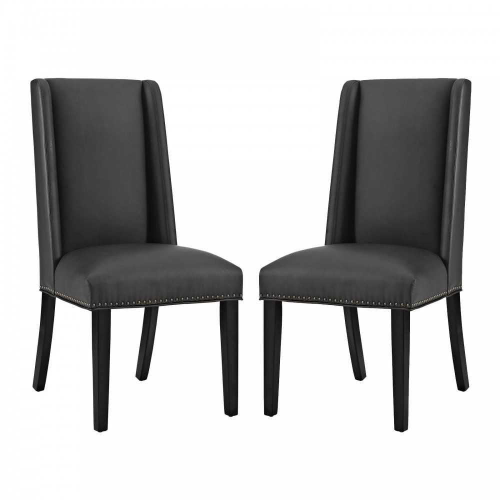 Baron Dining Chair Vinyl Set of 2, Black