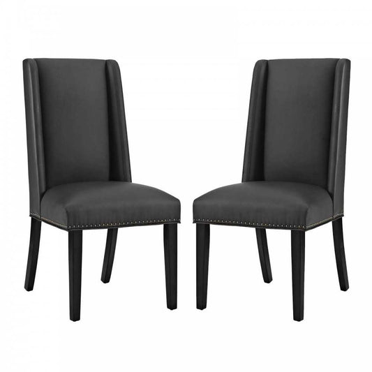 Baron Dining Chair Vinyl Set of 2, Black