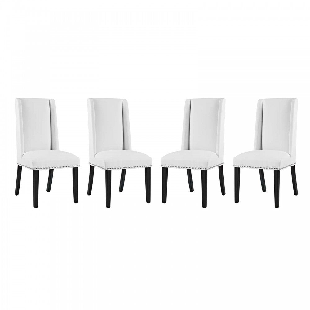 Baron Dining Chair Vinyl Set of 4, White