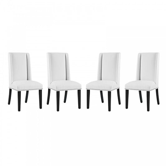 Baron Dining Chair Vinyl Set of 4, White
