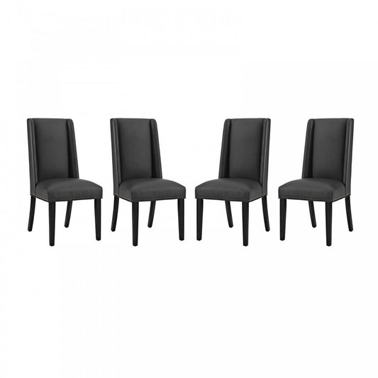 Baron Dining Chair Vinyl Set of 4, Black