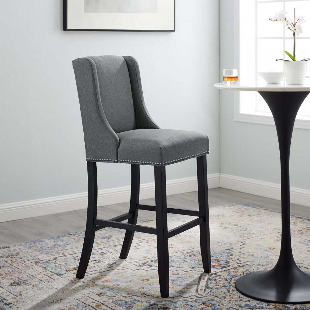 Baron Upholstered Fabric Bar Stool, Gray