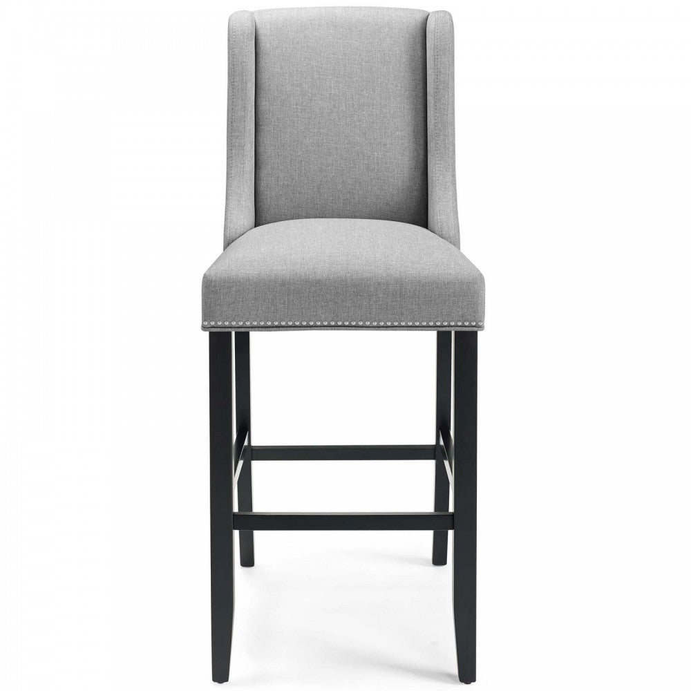 Baron Upholstered Fabric Bar Stool, Light Gray