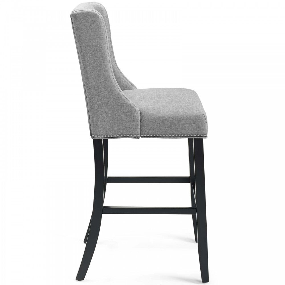 Baron Upholstered Fabric Bar Stool, Light Gray