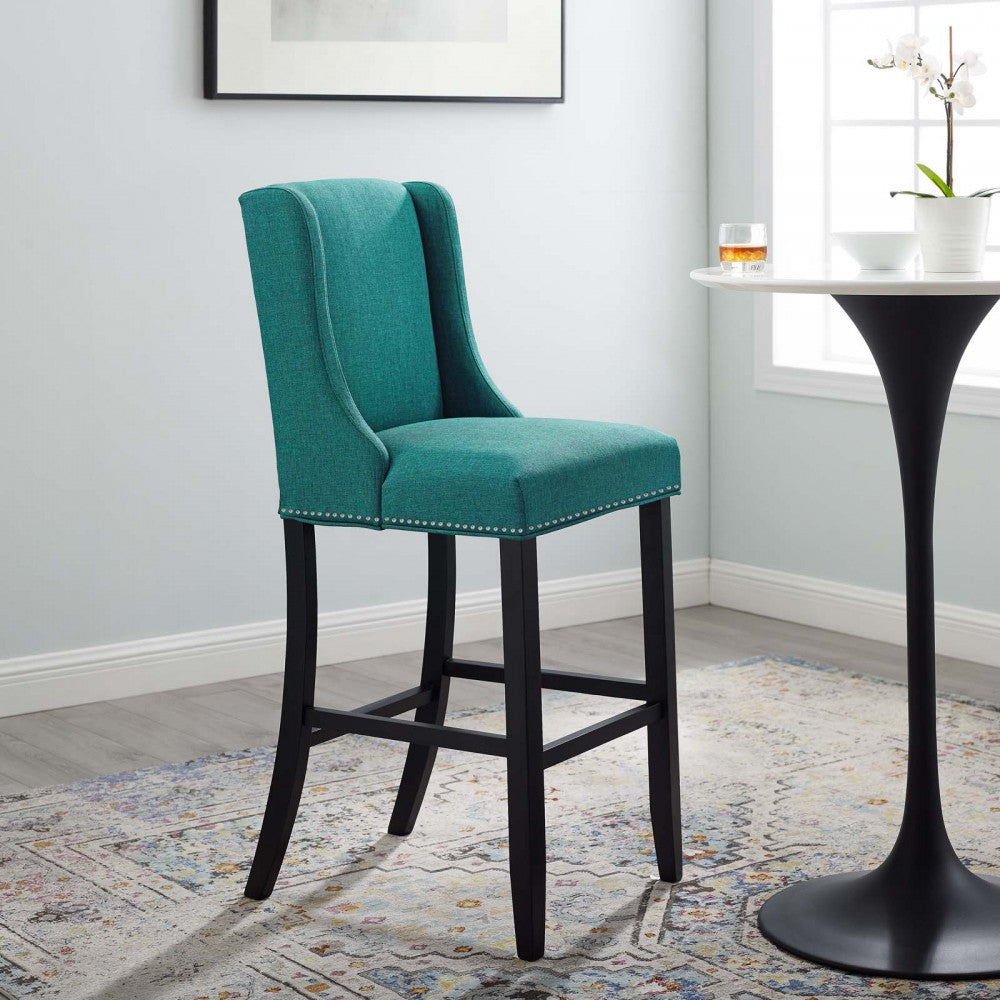 Baron Upholstered Fabric Bar Stool, Teal