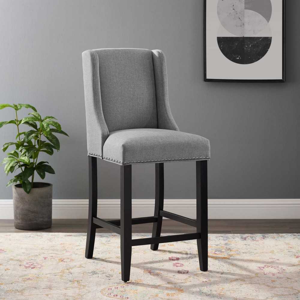 Baron Upholstered Fabric Counter Stool, Light Gray