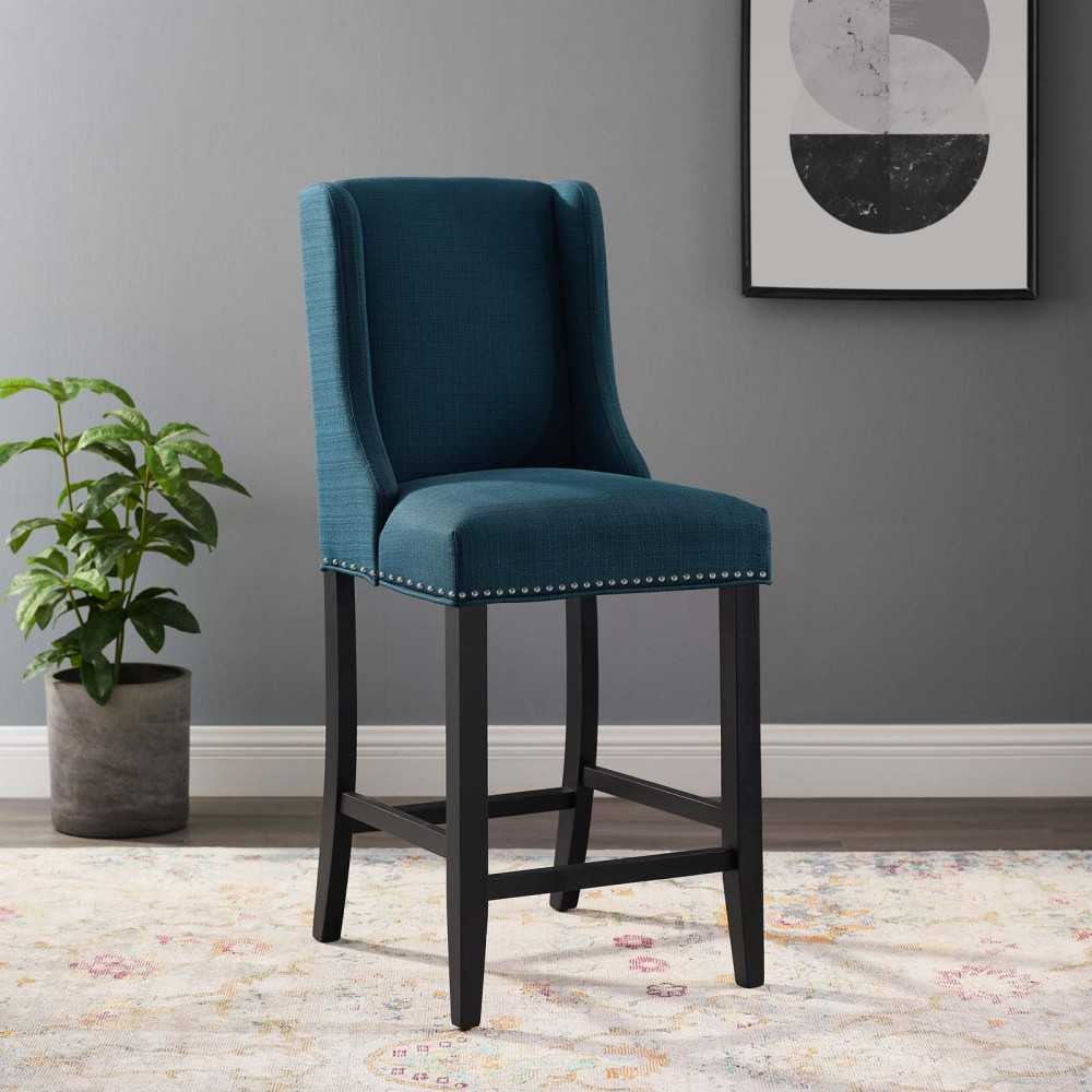 Baron Upholstered Fabric Counter Stool, Azure